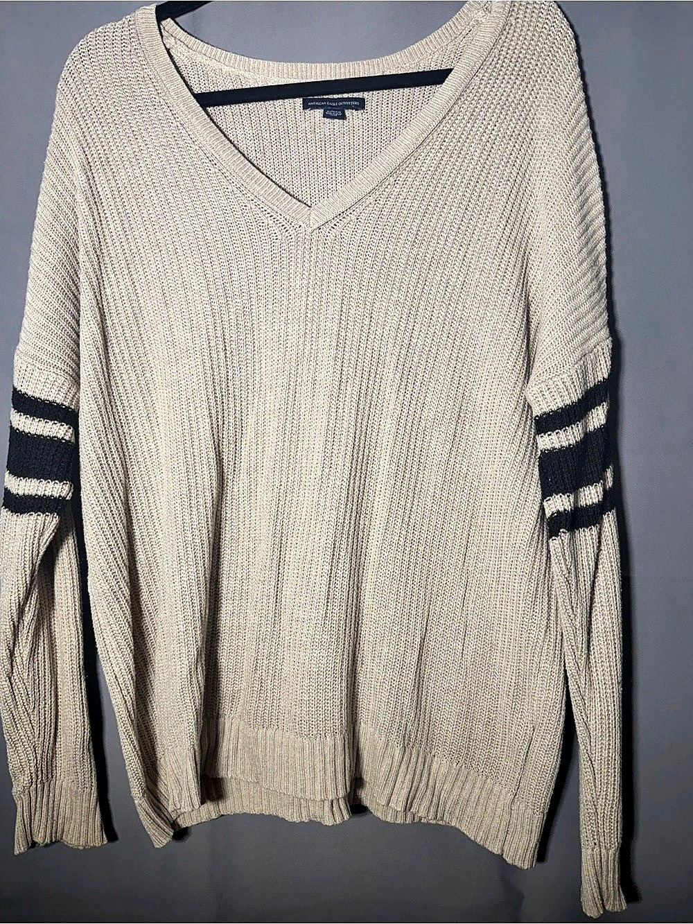 American Eagle Outfitters Striped V-Neck Sweater
